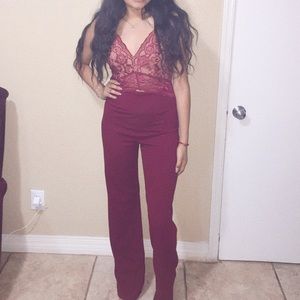Cute Maroon Jumpsuit